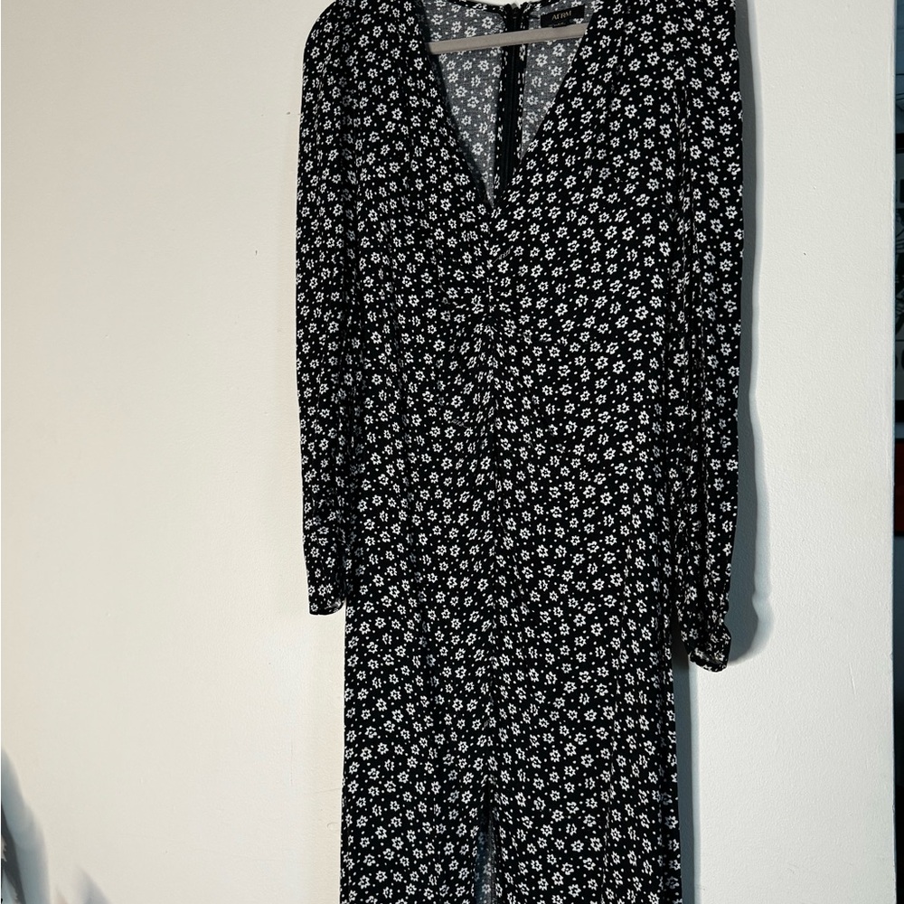 Black Floral Long Sleeve Dress
